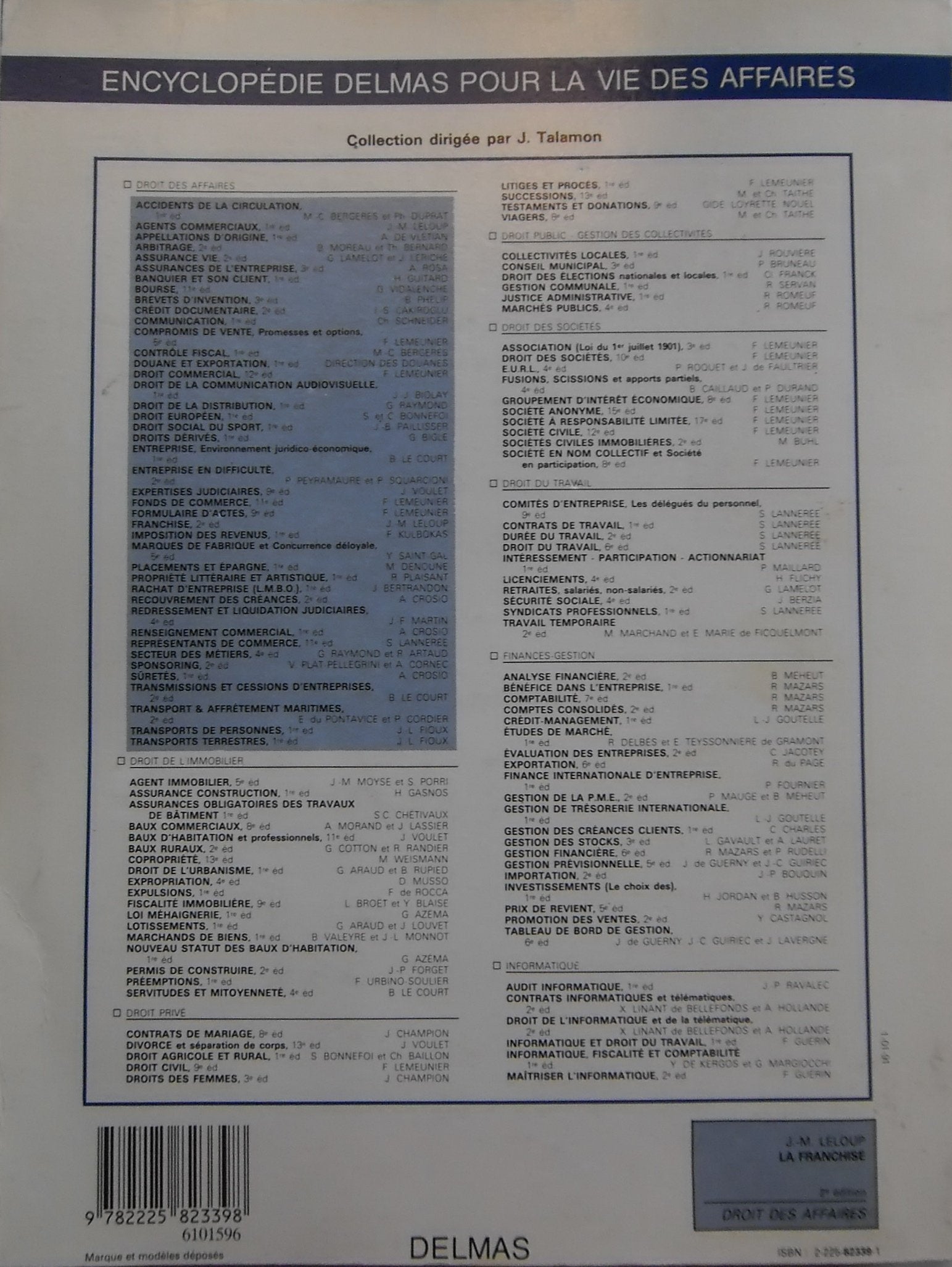La Franchise. Droit Et Pratique, 2eme Edition 1991 book