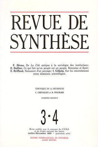 Revue de Synthèse, numéro 3-4, Juillet-Décembre 1989 : Cité antique book
