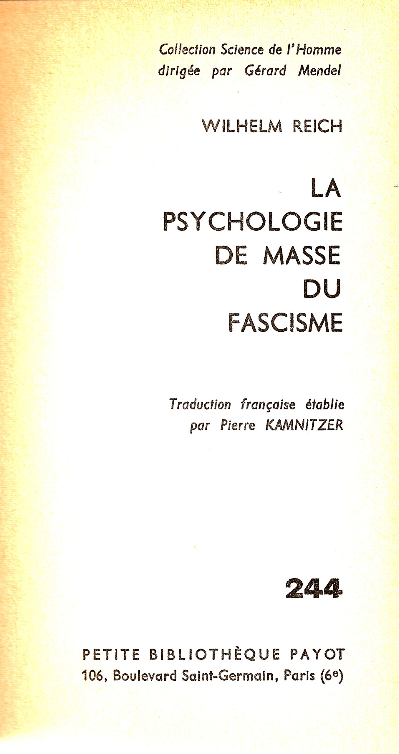 La Psychologie de masse du fascisme Books