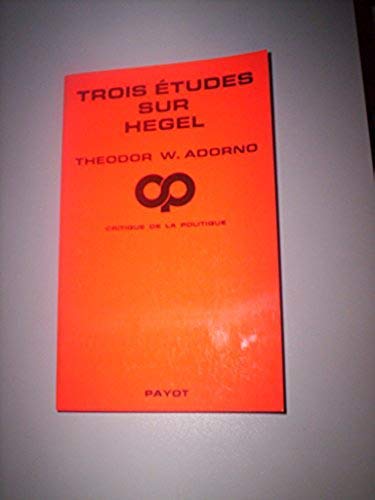 Trois études sur Hegel book