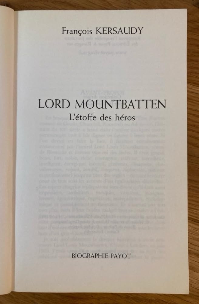 Lord Mountbatten: L'étoffe des héros book