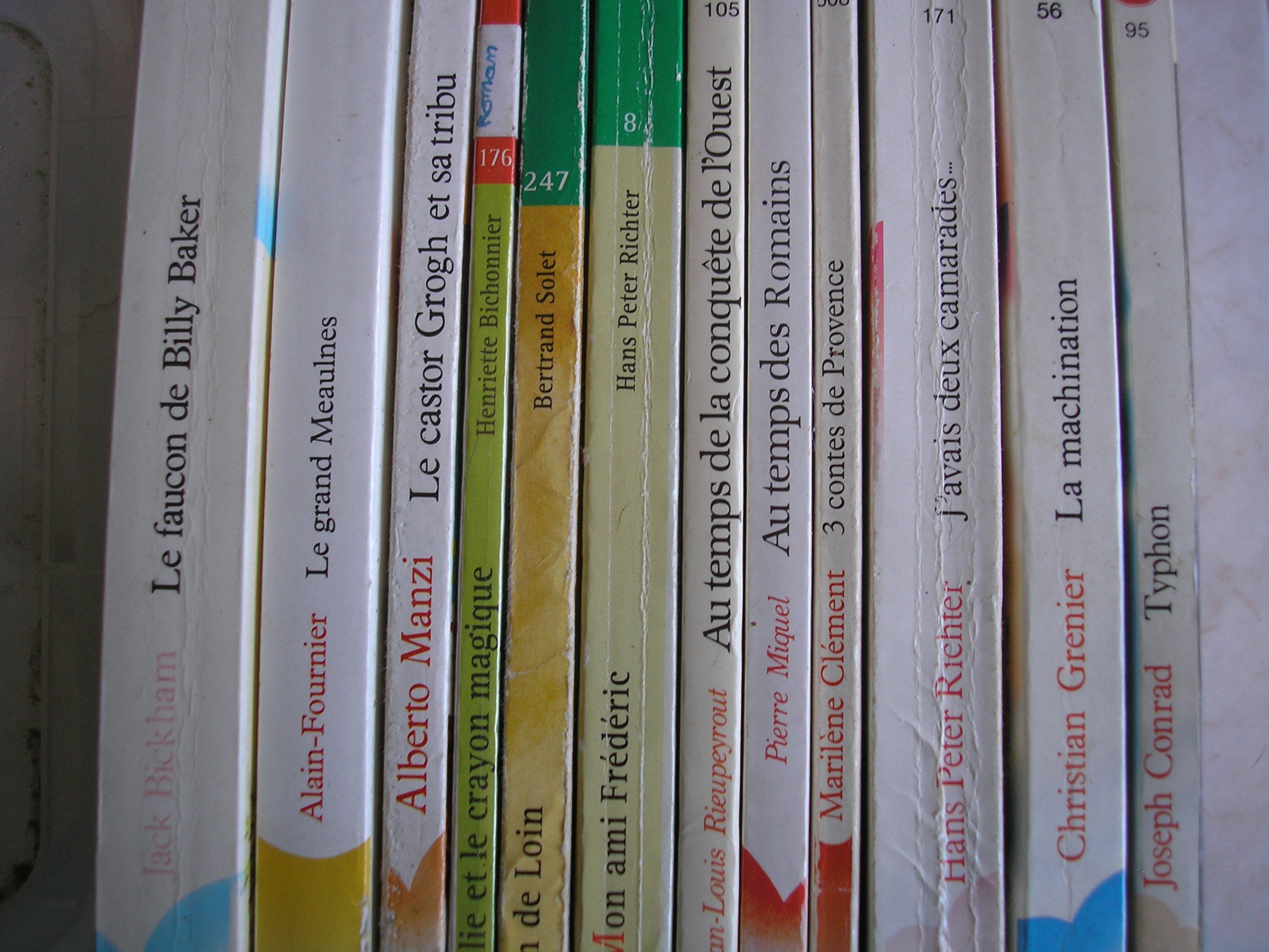 lot 12 livres lgf jeunesse : typhon - la machination - j'avais deux camarades - 3 contes de provence - la vie privée des hommes au temps des romains - mon ami frédéric - jehan de loin - émilie et le crayon magique - le castor grogh et sa tribu - le gra... book