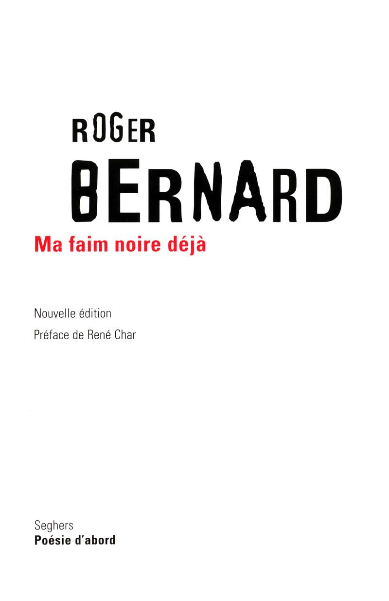 Ma faim noire déjà - nouvelle édition Poetry