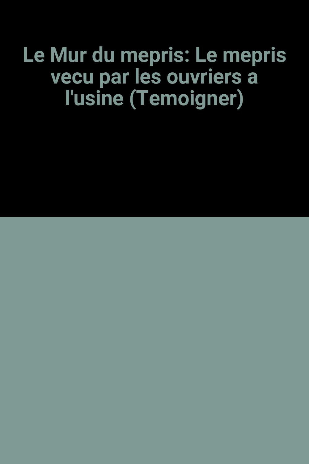 Le Mur du mepris: Le mepris vecu par les ouvriers a l'usine (Temoigner) book