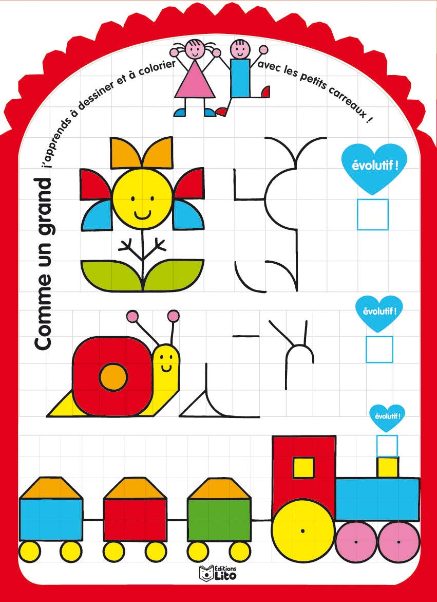 Comme un grand, j'apprends à dessiner et à colorier avec les petits carreaux ! Books