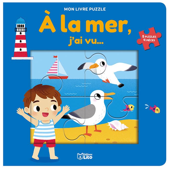 A la mer, j'ai vu...: 5 puzzles 4 pièces Books