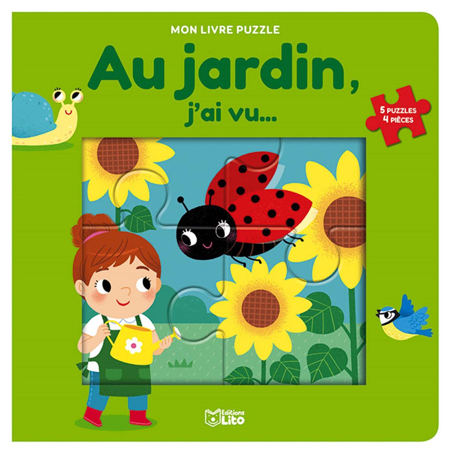 Au jardin, j'ai vu...: 5 puzzles 4 pièces book