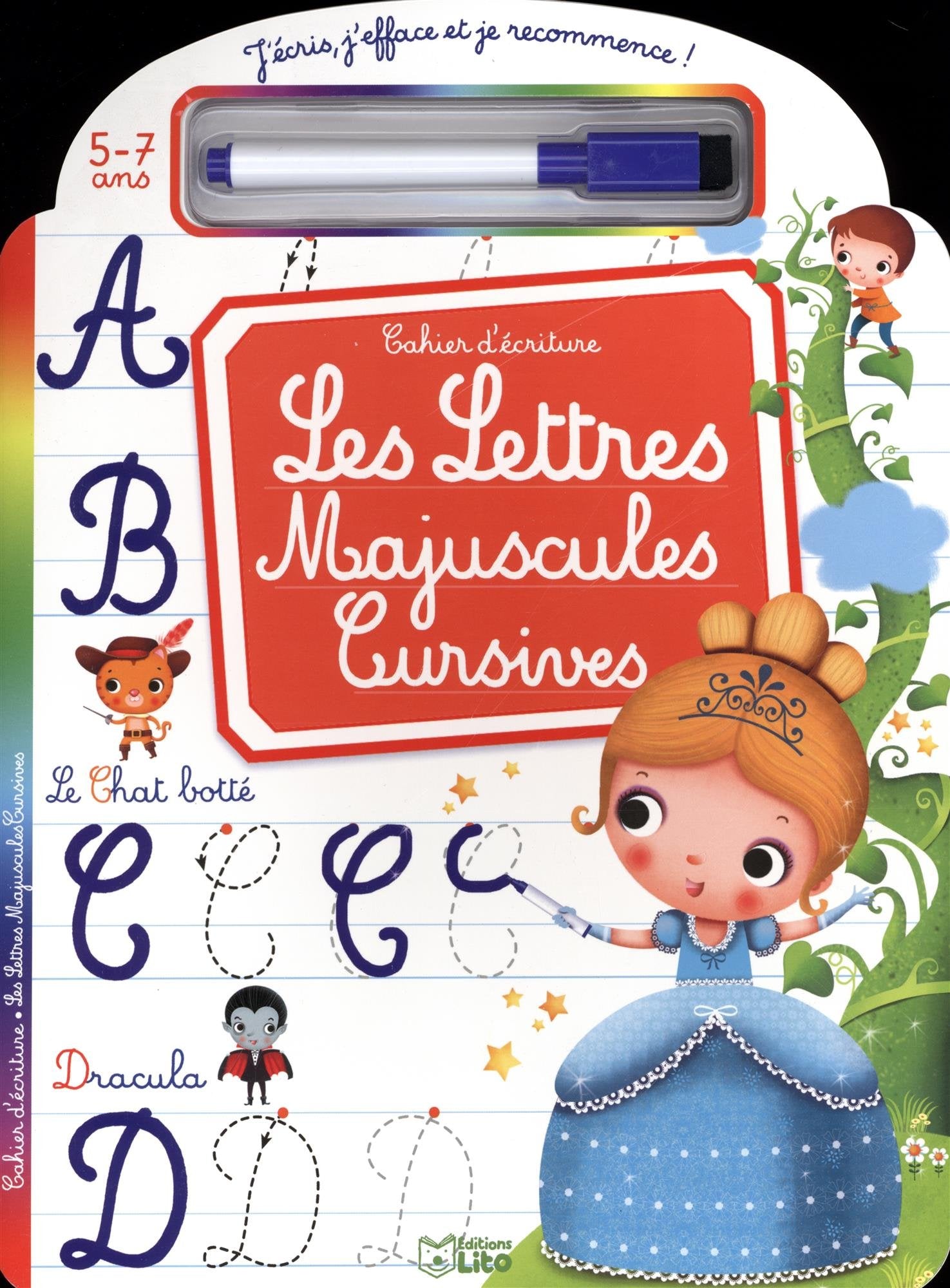 Les lettres majuscules cursives 5-7 ans: Cahier d'écriture - Avec un feutre effaçable book
