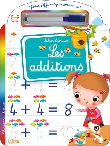 Les additions 5-7 ans: Cahier d'écriture - Avec un feutre effaçable book