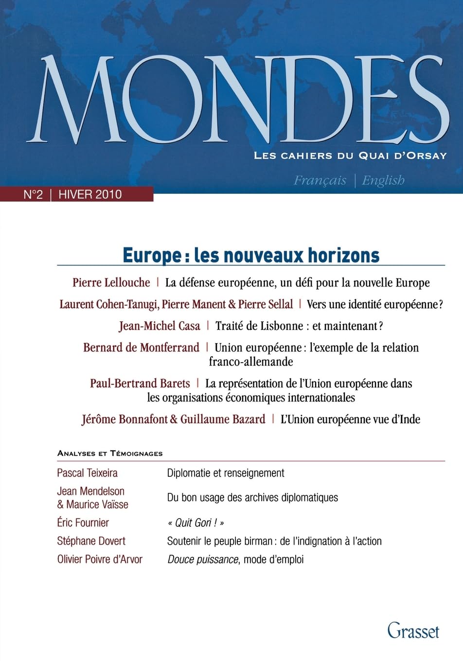 Mondes nº2 - Les cahiers du Quai d'Orsay : Europe, Les nouveaux horizons book