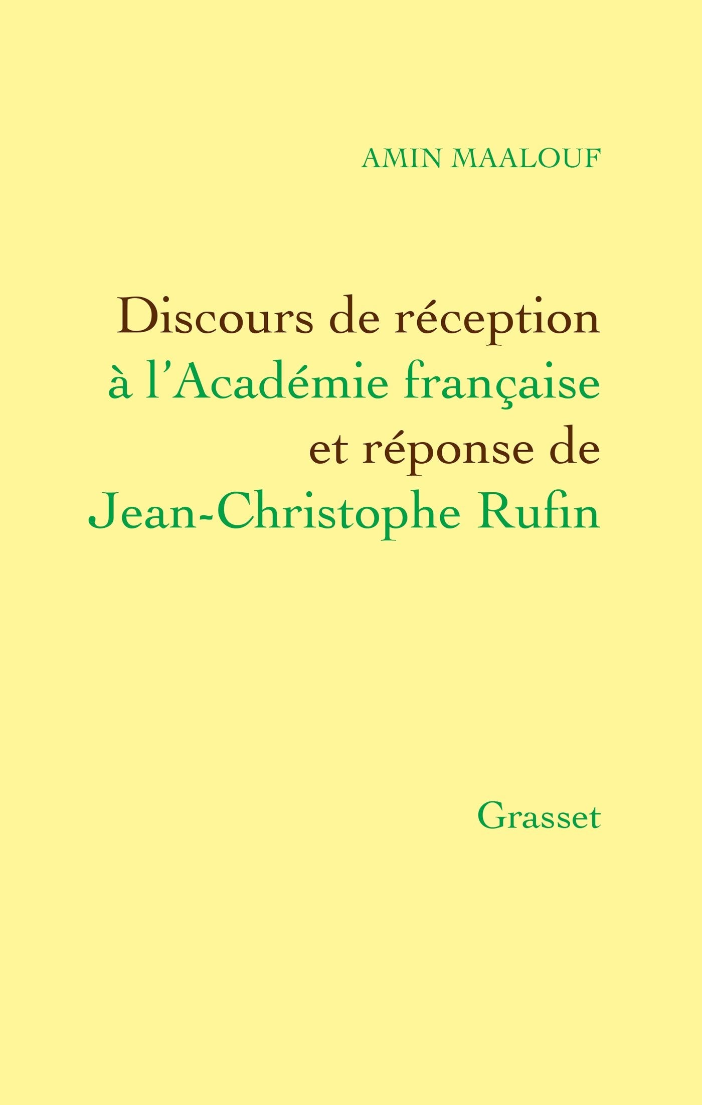 Discours de réception à l'Académie Française book