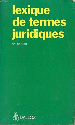 Lexique des Termes Juridiques book