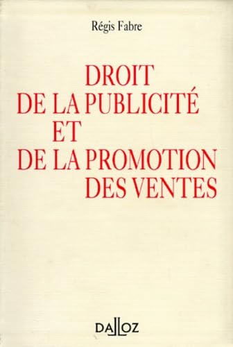 Droit de la publicité et de la promotion des ventes book