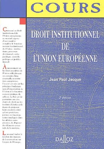 Droit institutionnel de l'Union Européenne book