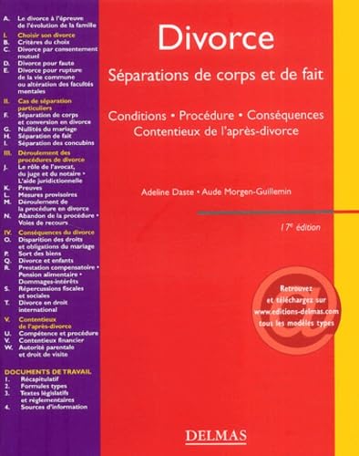 Divorce - Séparations de corps et de fait - Conditions - Procédure - Conséquences - Contentieux de l'après-divorce book