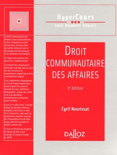 Droit communautaire des affaires: 2e édition book