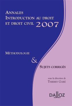 Annales introduction au droit et droit civil 2007 : méthodologie & sujets corrigés Books