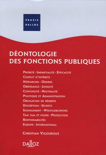 Déontologie des fonctions publiques book