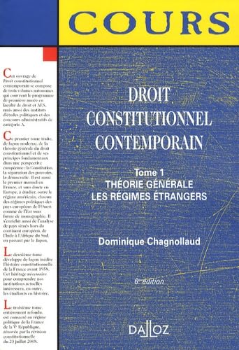 Droit constitutionnel contemporain: Tome 1, Théorie générale ; Les régimes étrangers Books