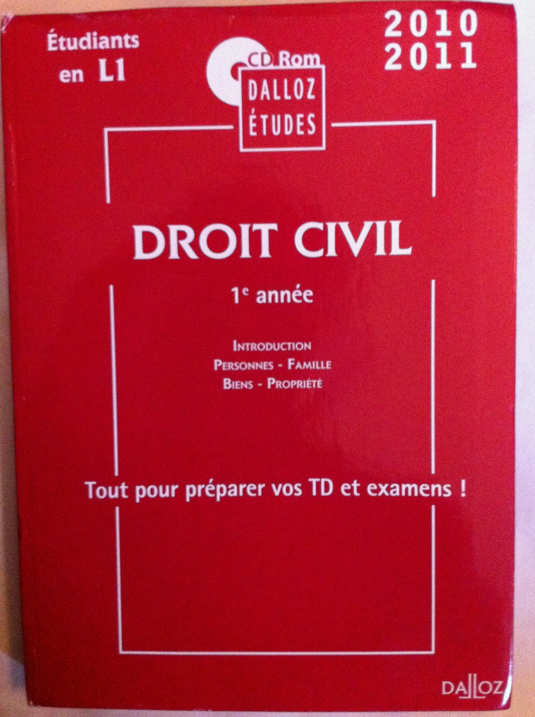 DROIT CIVIL 1e année, CD ROM (PC) DALLOZ ETUDES, 2010/2011, Etudiants en L1 cd