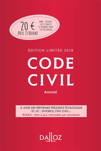 Product Image: Code civil 2018, annoté