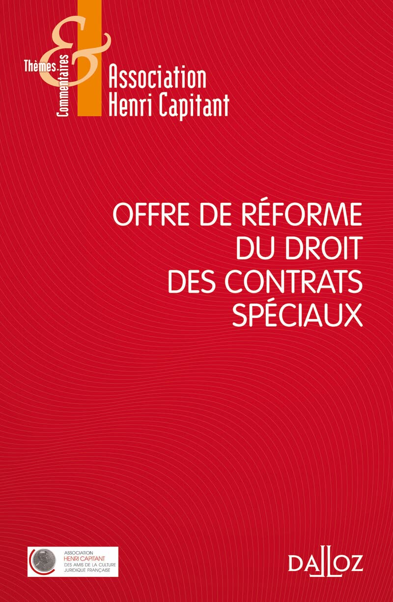 Offre de réforme du droit des contrats spéciaux book