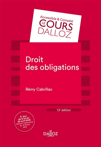 Product Image: Droit des obligations : 2018