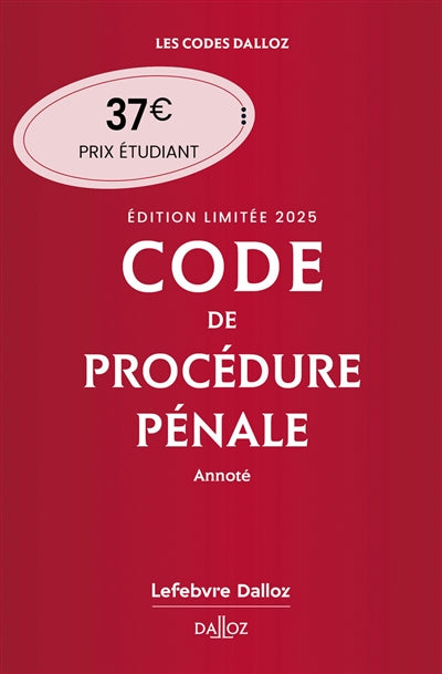 Product Image: Code de procédure pénale 2025, annoté