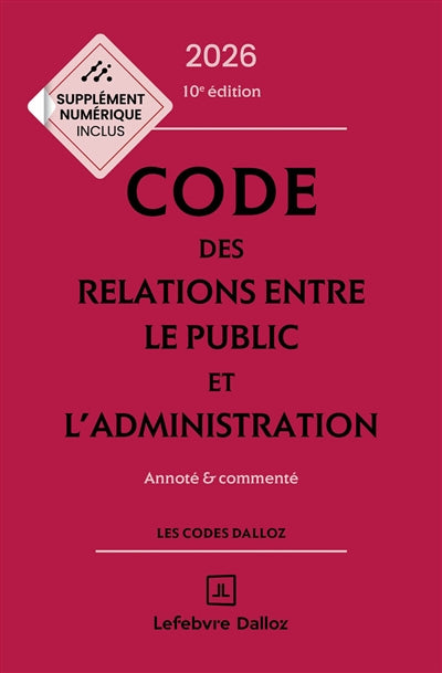 Product Image: Code des relations entre le public et l'administration 2026 : annoté & commenté