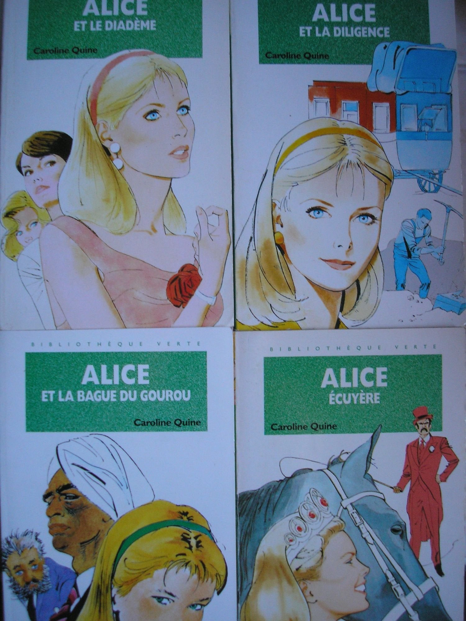 caroline quine - lot 4 livres collection alice : alice ecuyere - alice et la diligence - alice et la bague du gourou - alice et le diademe book