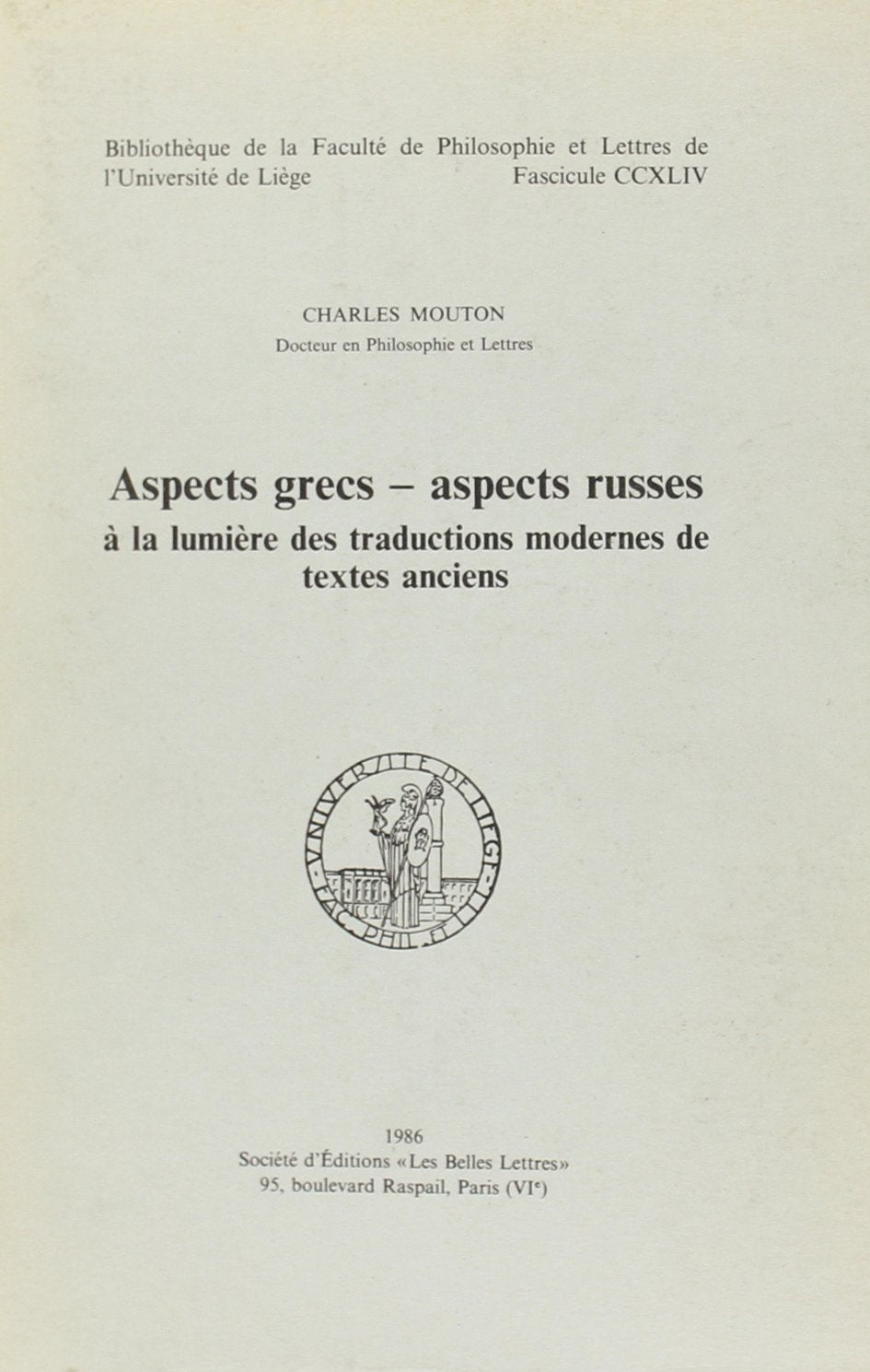 Aspects grecs, aspects russes : à la lumière des traductions modernes de textes anciens Books