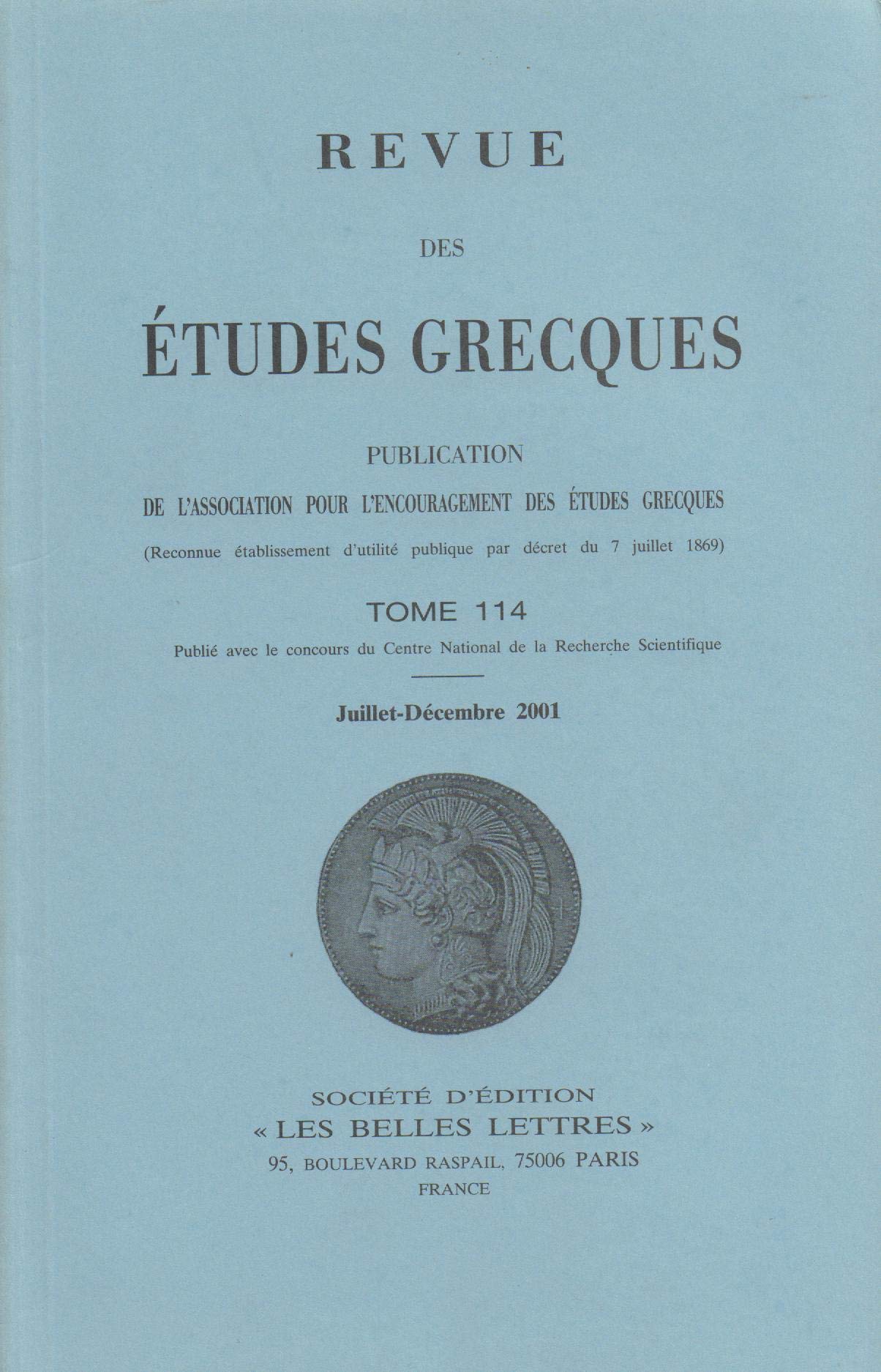 Etudes Grecques T. 114-F1 / 2 book