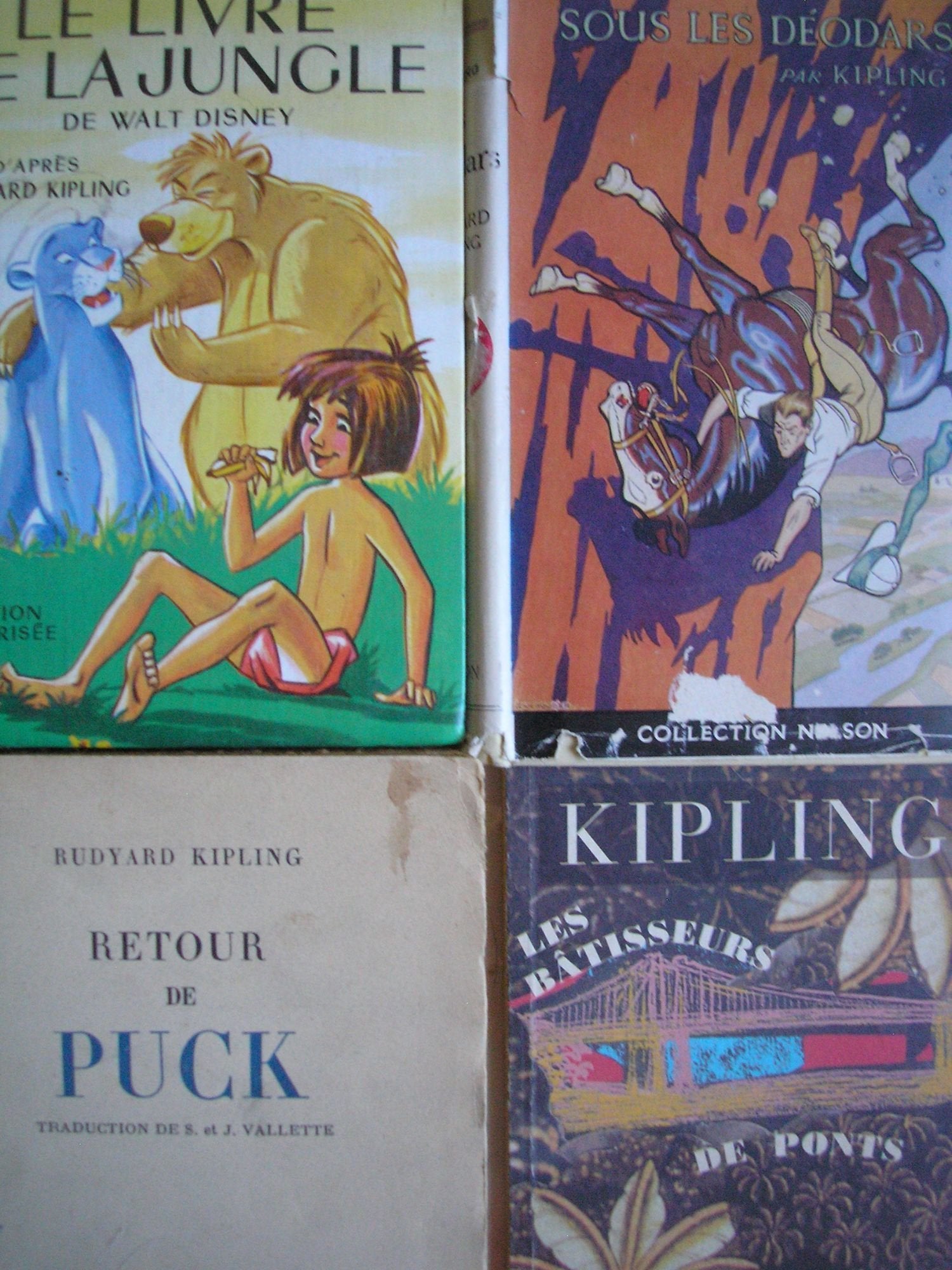 rudyard kipling - lot 4 livres : retour de puck - le livre de la jungle - les batisseurs de ponts - sous les déodars book