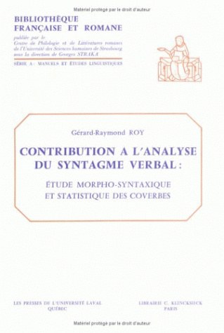 Contribution à l'analyse du syntagme verbal : Etude morpho-syntaxique et statistique des coverbes book