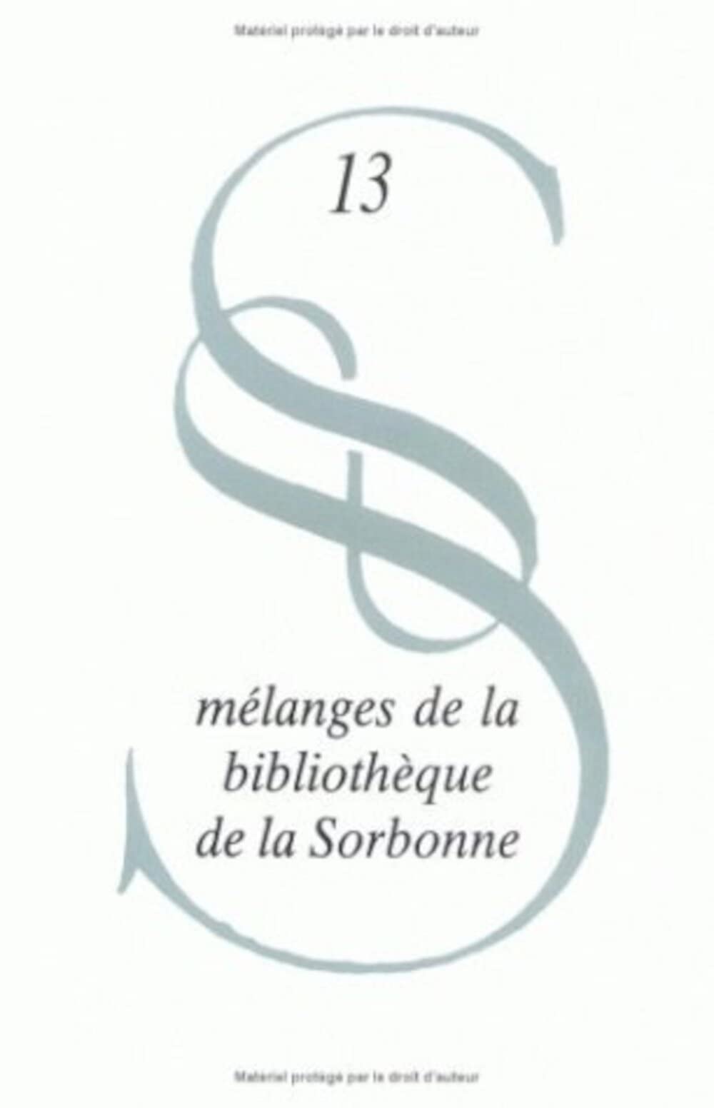 Melanges bibl. sorbonne t13/1993 book