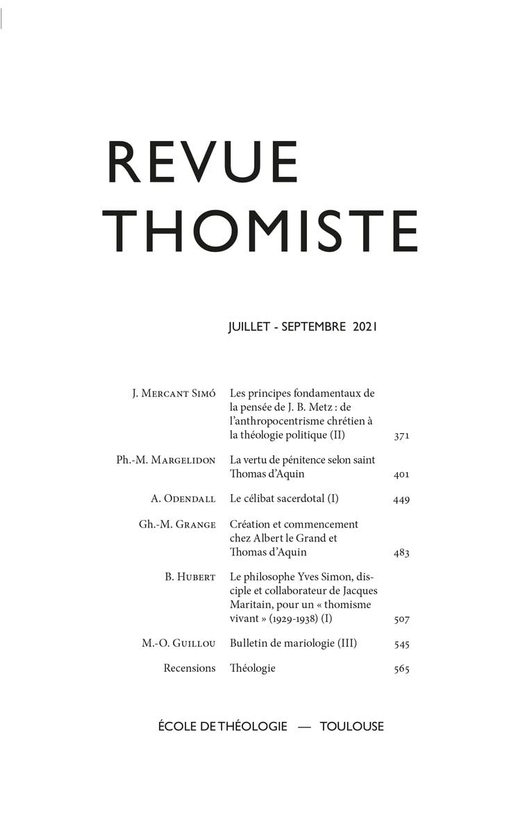 Revue thomiste - N°3/2021 book