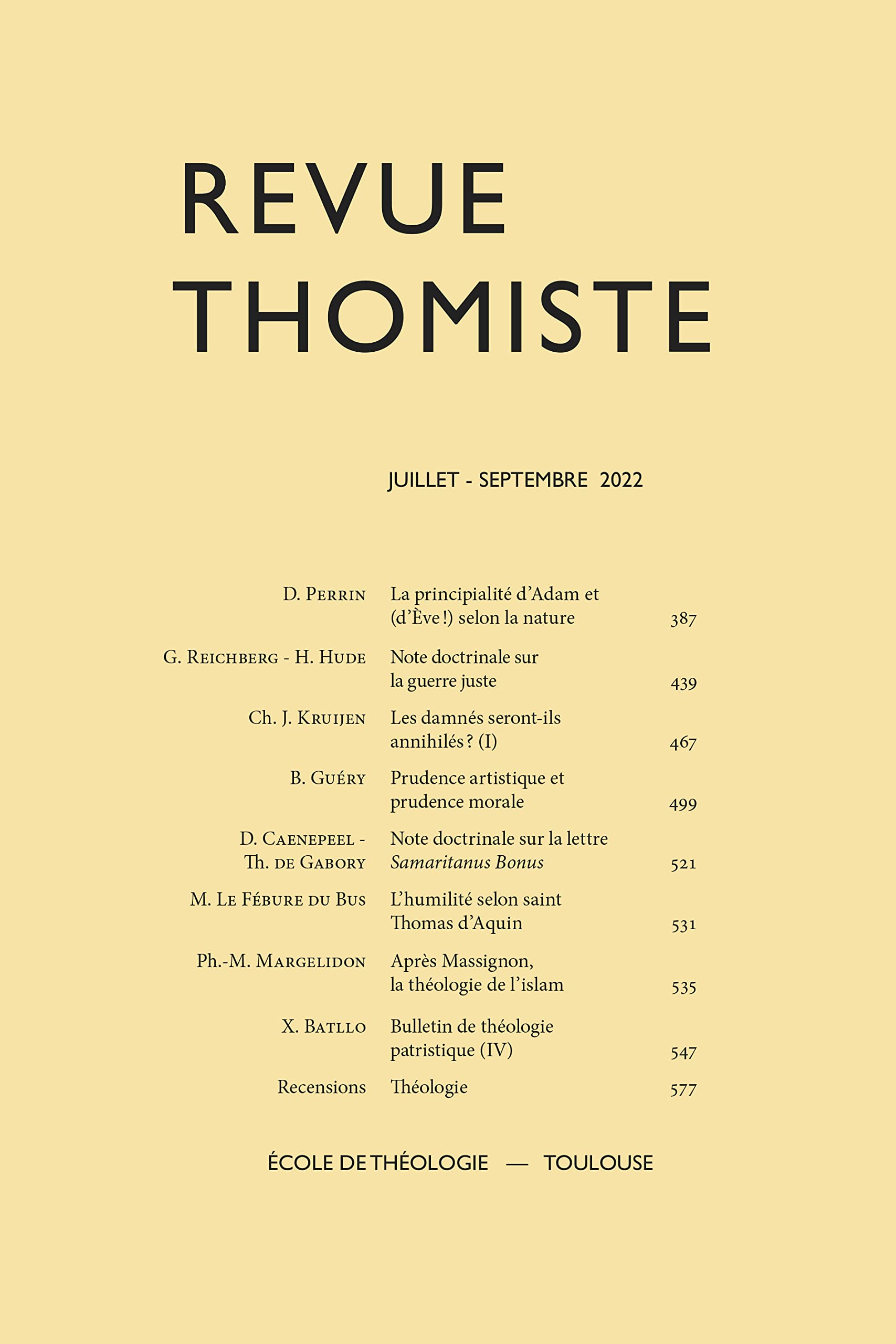 Revue thomiste - N°3/2022 book