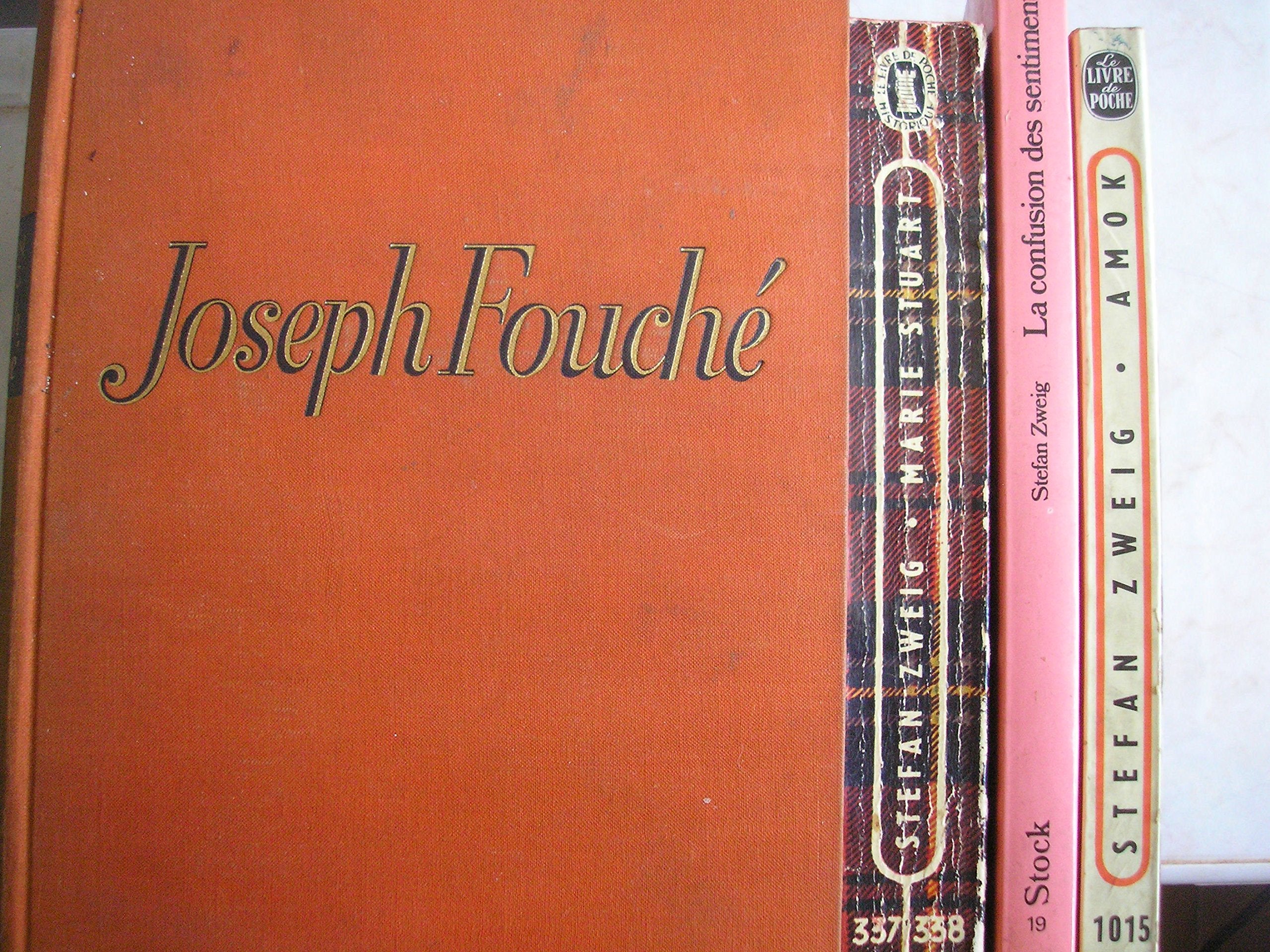 stefan zweig - lot 4 livres : amok - la confusion des sentiments - marie stuart - joseph fouché (en allemand) (1 grand format et 3 poche) cd