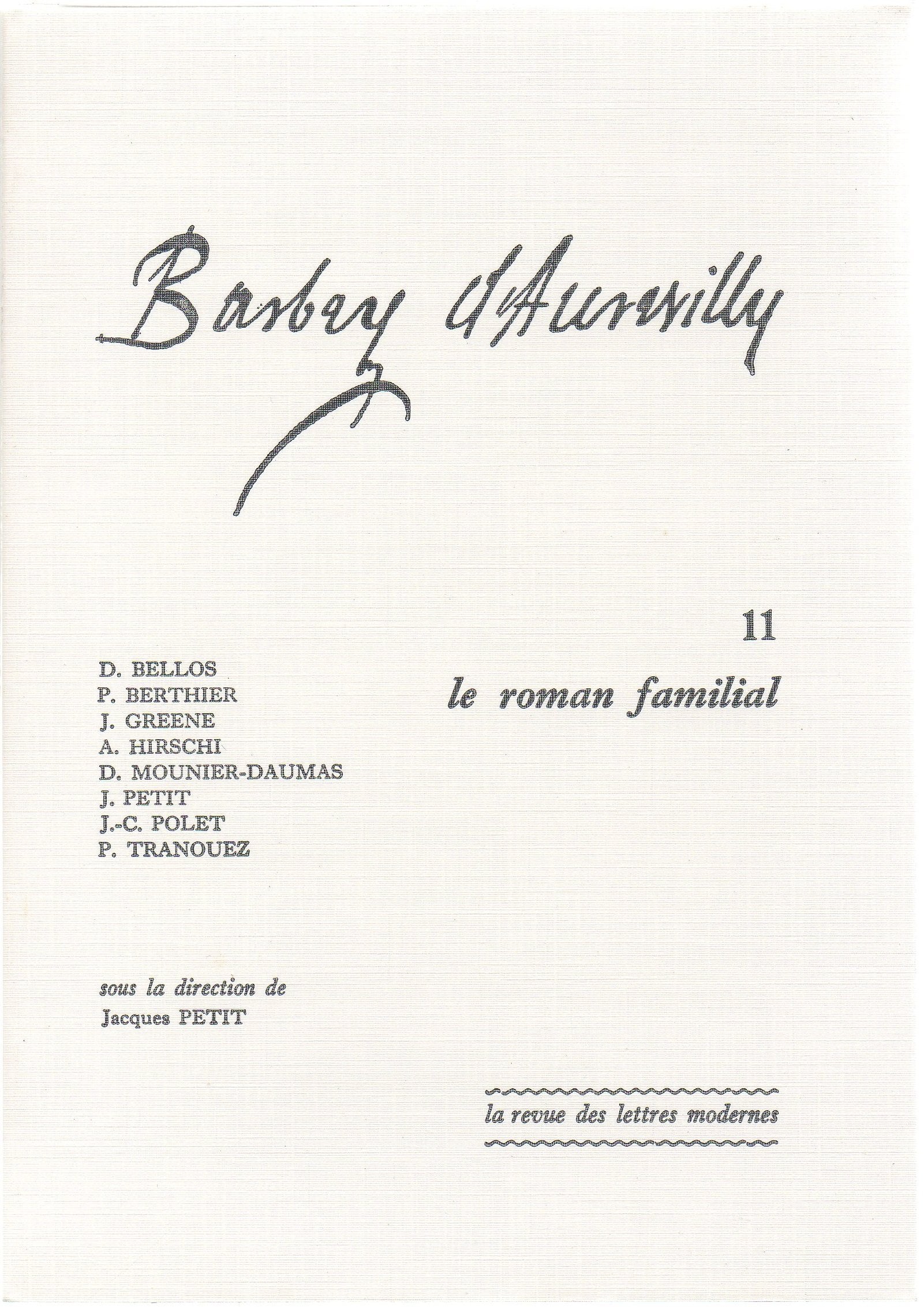Barbey d'Aurevilly. Vol. 11. Le roman familial book