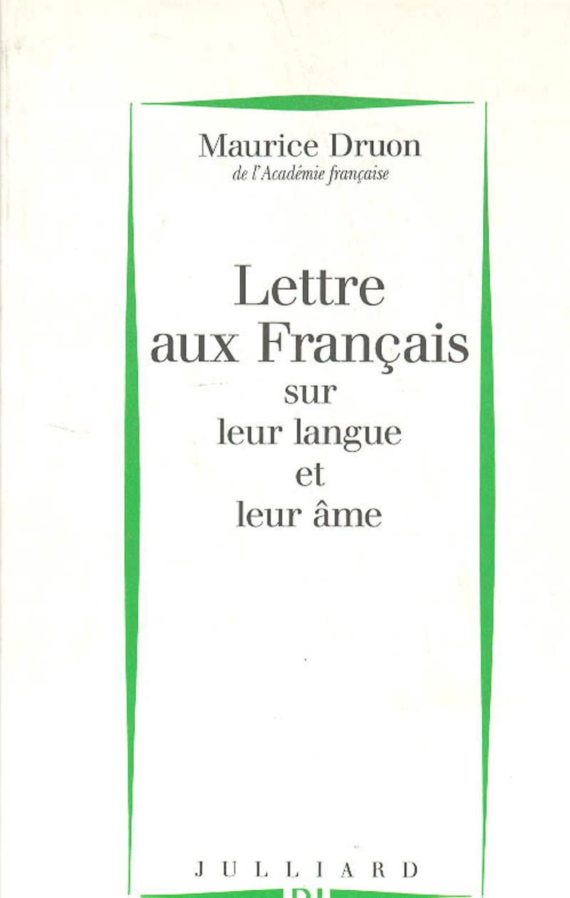 Lettre aux Français sur leur langue et leur âme Contemporary literature