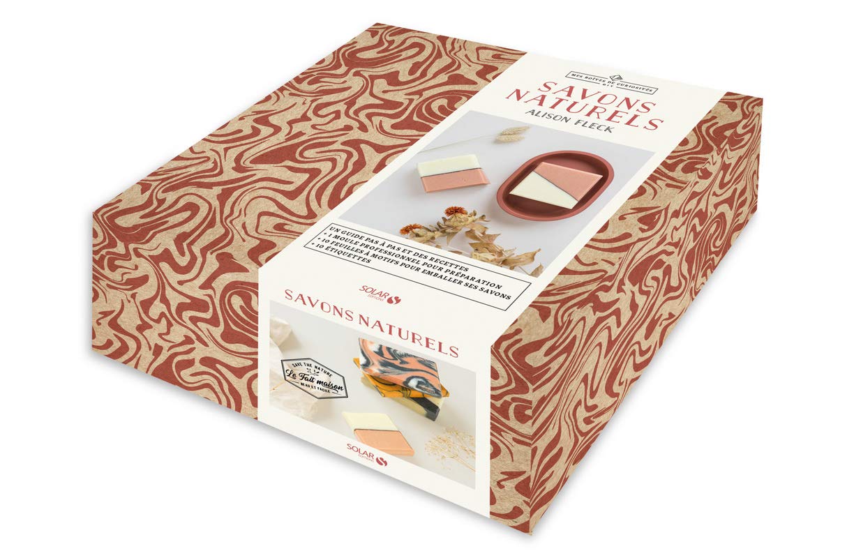 Coffret Savons naturels: Avec 1 moule professionnel, 10 feuilles à motifs, 10 étiquettes Partnership & Love
