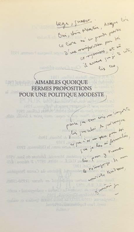 Aimables quoique fermes propositions pour une politique modeste Contemporary literature