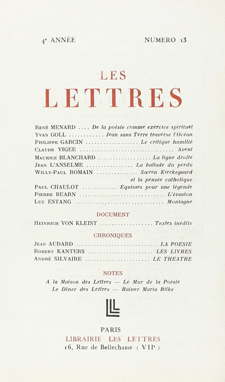 Les Lettres 13 book