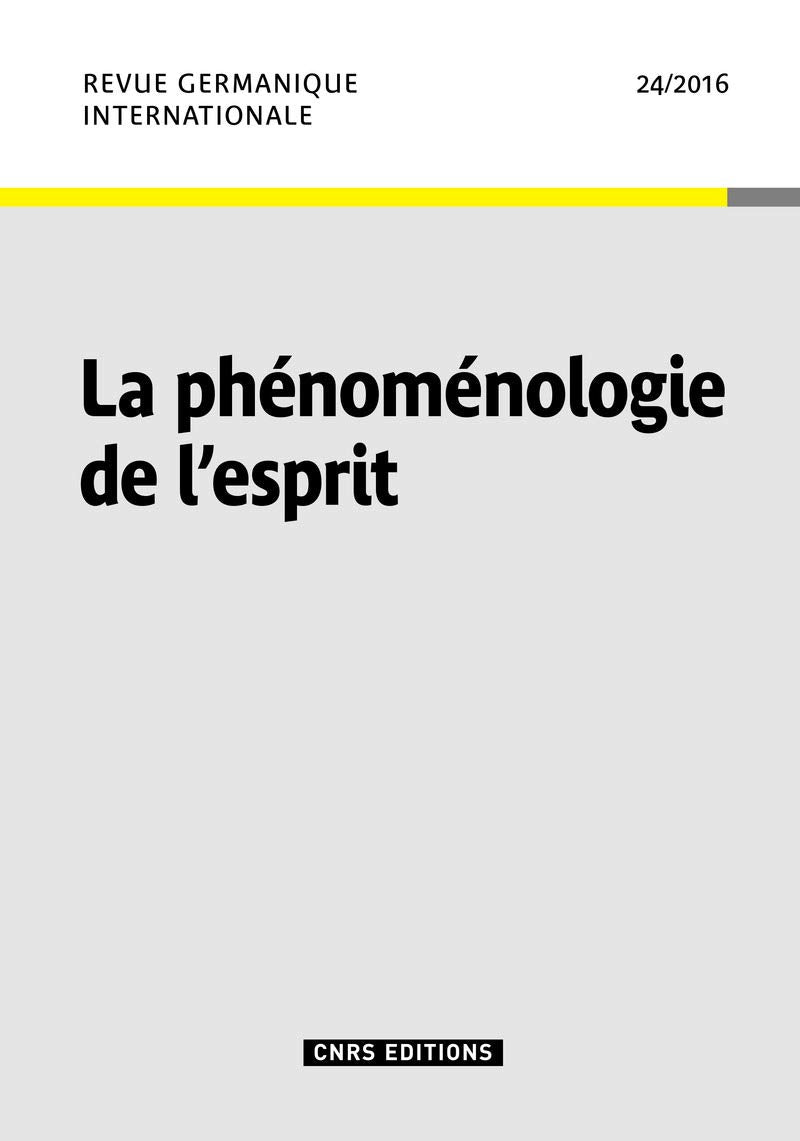RGI n°24 La phénoménologie de l'esprit book