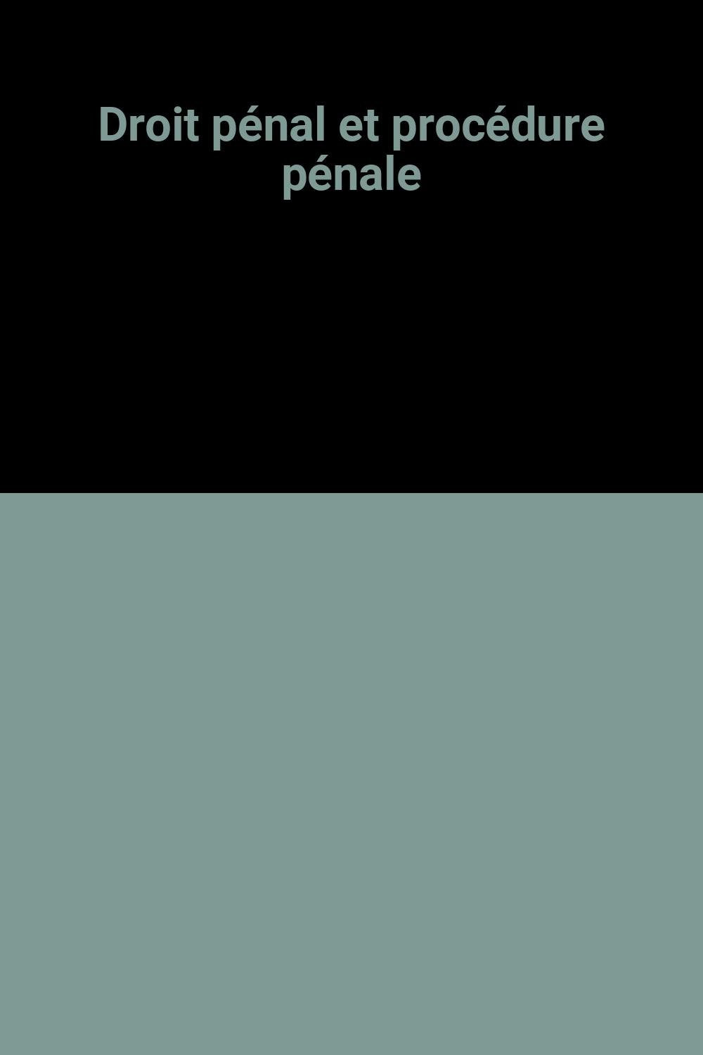 Droit pénal et procédure pénale book