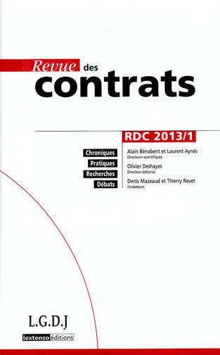 Revue des contrats, n° 1 (2013) book