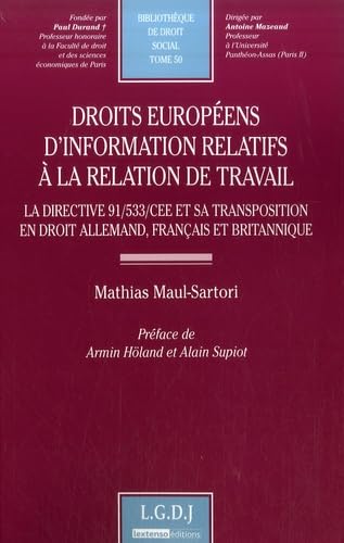 droits européens d'information relatifs à la relation de travail - la directive book