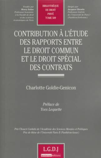 Contribution à l'étude des rapports entre le droit commun et le droit spécial des contrats book