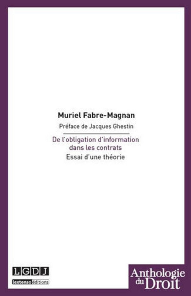 De l'obligation d'information dans les contrats book