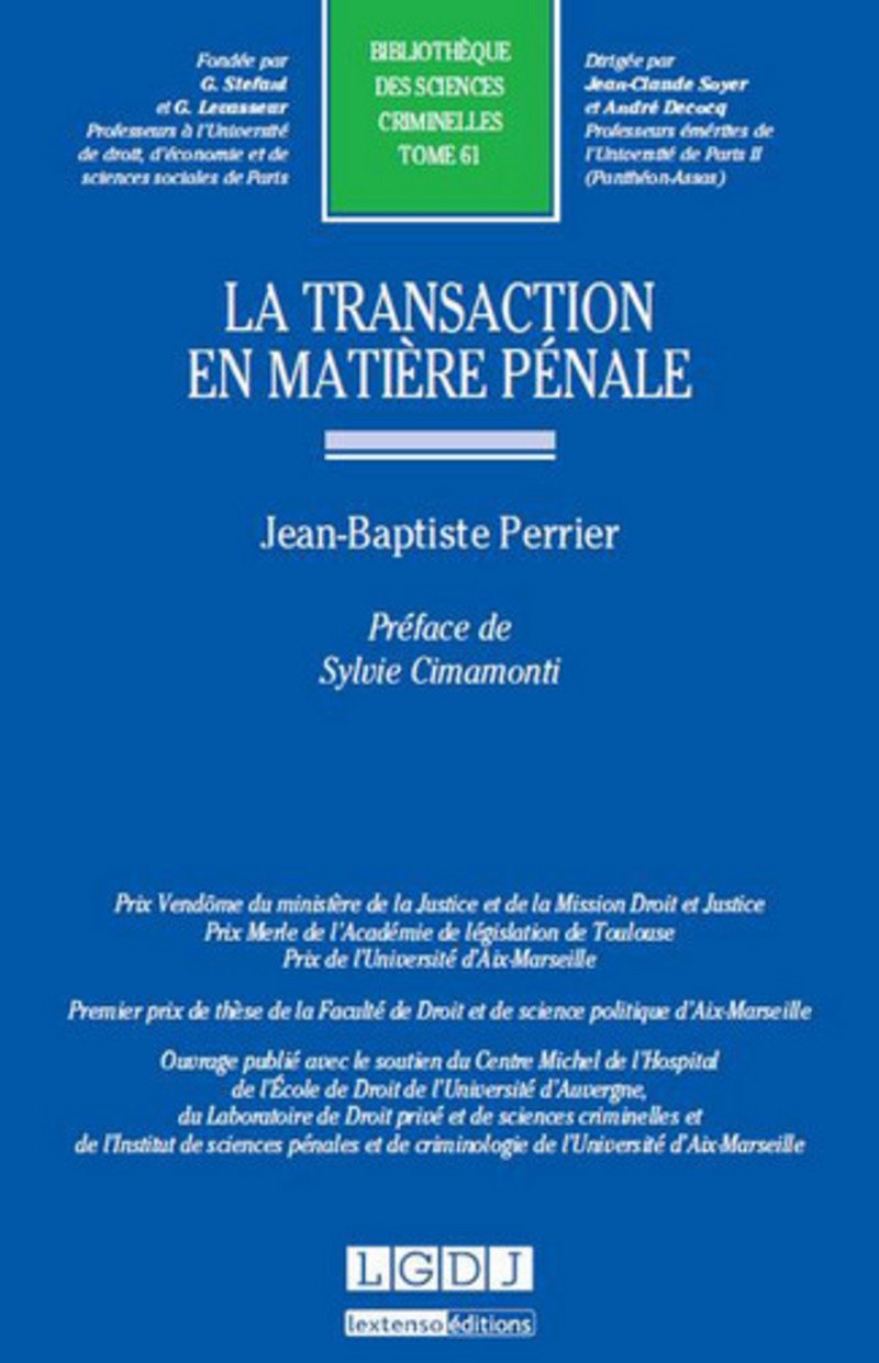 La Transaction en matière pénale - Tome 61 book